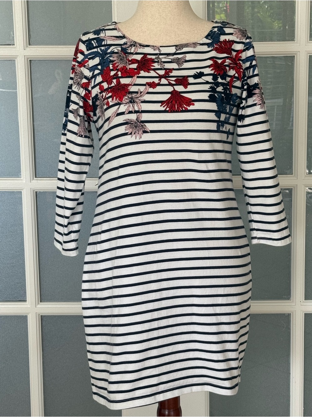 Joules Nautical Stripe Floral Cotton Dress US 10